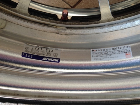 ล้อ W WORK เเท้ขอบ17หน้า7หลัง8  5รู114 สีไฮเปอร์เดิมๆญี่ปุ่นสภาพสวย
