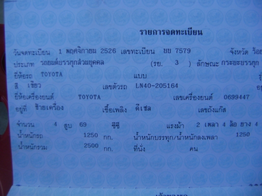 TOYOTA LN40 5ขอ รถสวยๆ ราคา 62,000 บาท TOYOTA LN40 5ขอ รถสวยๆ ราคา 62,000 บาท