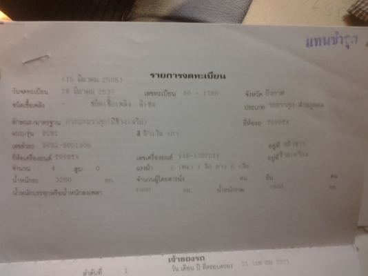 TOYOTA  BU91  เครื่อง 14 B  ปี37  เครื่องดีเอกสารพร้อม