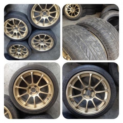 ขายล้อADVAN RS  สีทอง ขอบ17 กว้าง7.5 4/100 พร้อมยาง ถูกๆ
