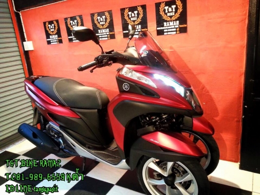 T&amp;T BIKE RAMA2 นำรถป้ายแดงมาขายครับ ยกกับมาจากศูนย์YAMAHA ขายเพียง 72500฿ YAMAHA TRICITY ปี2015 เลขไมล์13 โลแท้ ราคาออกป้ายแดงไม่รวมประกันก็ 84500 ครับ