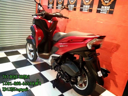 T&amp;T BIKE RAMA2 นำรถป้ายแดงมาขายครับ ยกกับมาจากศูนย์YAMAHA ขายเพียง 72500฿ YAMAHA TRICITY ปี2015 เลขไมล์13 โลแท้ ราคาออกป้ายแดงไม่รวมประกันก็ 84500 ครับ