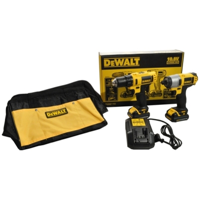 ชุดสว่านไร้สาย,สว่านไขควง DeWALT DCK211S2 ไฟ12โวลท์พร้อมแท่นชาร์จแบ็ตลิเทียม2ก้อนและกระเป๋า