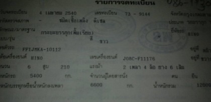 HINO FF1J 210 HP JO8C ปี 40 สมอเงิน หกล้อใหญ่กระบะพื้นเรียบความยาว 6.5 เมตรสภาพดีสุดๆพร้อมใช้งานครับ เครื่องแน่นแรงดี หัวเก๋งสมอเงินอย่างสวยภายในเก๋งคอนโซลสวยครบ แอร์เย็น พวงมาลัยเพาเวอร์ ช่วงล่างแน่นคัชซีสวย ยาง 9.00 ขอบ 20 สภาพดี 70\% พร้อมใช้งาน เอกสารท