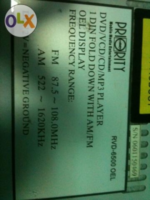 ขาย PRIORITY RVD-6500OEL DVD VCD MP3 CD FM ไทย