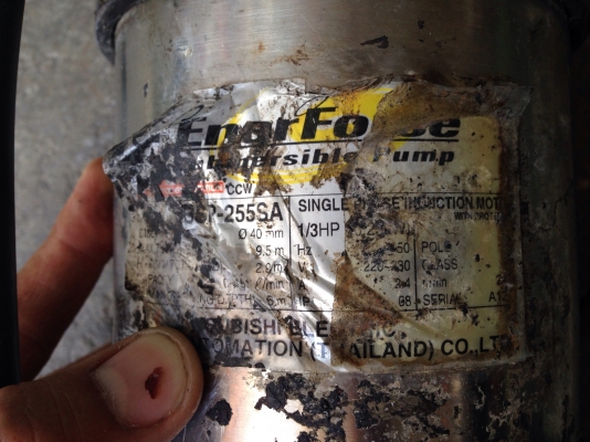 ขายไดโว่ดูดน้ำ mitsubishi 1/3HP. 220V ไฟบ้าน สภาพดีวิ่งนิ่ม เปลี่ยนสายไฟให้ใหม่ มีลูกลอยอัตโนมัติ พร้อมใช้งาน