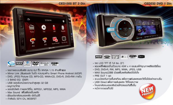 เครื่องเสียงติดรถยนต์ฟิลิปส์ ผ่อน 0\% 10 เดือน