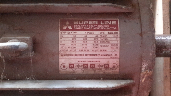 ขายมอเตอร์ 5 แรง มิตซูบิชิ ไฟบ้าน