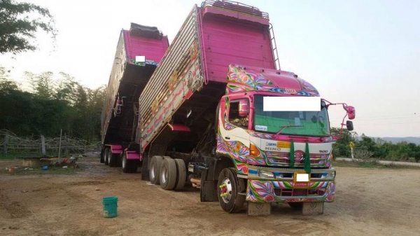 ขายดาวน์ รถสิบล้อ hino FM2P 380แรง ปี56 คอกเกษตรดั้ม กะบะมิเนียม พ่วงแม่ลูกดั้ม