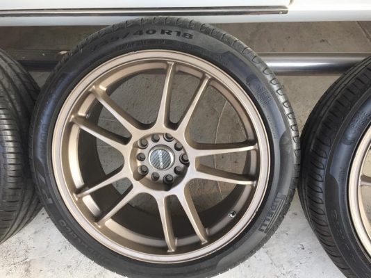 ล้อ+ยาง+น๊อตล้อproject mu  ขอบ18" กว้าง 9" 5/100-114 ติดยาง 235/40/18  0819620020