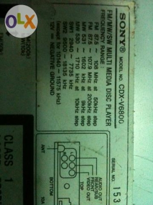 SONY CDX-V6800 MP3 VCD CD FMคลื่นไทยครบ AUX ปรีเอ้า 3 ชุด รุ่นใหญ่ ต่อจอได้ ลูกเล่นเยอะมาก