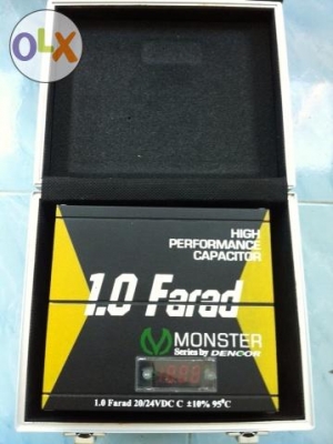 ตัวเก็บไฟเครื่องเสียงรถยนต์ MONSTER Series by DENOOR 1.0Farad ตัวสี่เหลี่ยมพร้อมกล่องเก็บ สภาพสวย