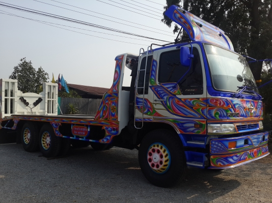 ขายรถ 10 ล้อ เทรลเลอร์ บรรทุกรถเกี่ยวข้าว 2 เพลา HINO FM3H เครื่อง HO7D = 195 แรงม้า หัวเดิม ครัซซีเดิม
