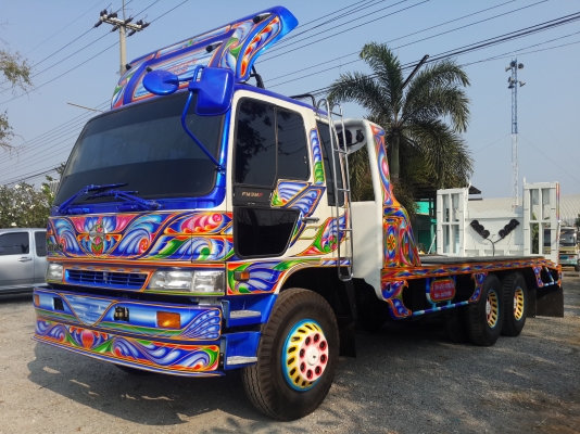 ขายรถ 10 ล้อ เทรลเลอร์ บรรทุกรถเกี่ยวข้าว 2 เพลา HINO FM3H เครื่อง HO7D = 195 แรงม้า หัวเดิม ครัซซีเดิม