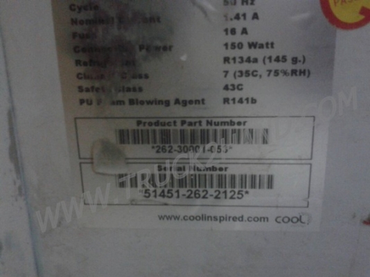 ตู้แช่ทำความเย็น ขนาดบรรจุ 162 ลิตร  กำลังไฟ 150 วัตต์