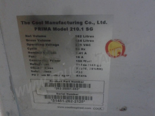 ตู้แช่ทำความเย็น ขนาดบรรจุ 162 ลิตร  กำลังไฟ 150 วัตต์
