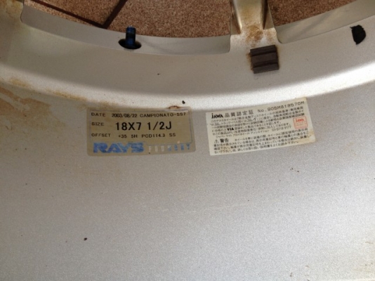 ล้อ RAYS เเท้ขอบ18กว้าง7นิ้วครึ่ง4ลูกอ๊อฟ35ทั้ง4วง5รู114สีเดิมๆญี่ปุ่นสภาพสวย