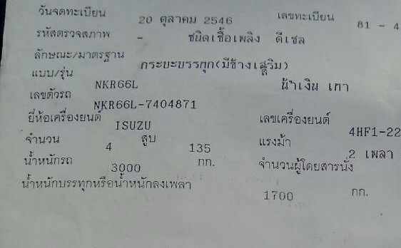 หกล้อ อีซูซุ NKR130แรง ปี46 แอร์ เพาเวอร์ กระจกไฟฟ้า สภาพดีพร้อมใช้งาน ทะเบียนพร้อมโอน