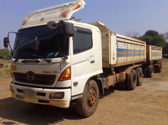 ขายรถบรรทุกสิบล้อพ่วง HINO MEGA เครื่อง 260 แรง ปี 48 กระบะมิเนียมอู่ CK โชคชัย ลูก 2 เพลา
