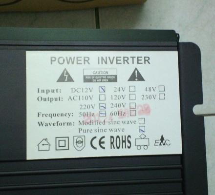 อินเวอร์เตอร์ แปลงไฟฟ้า DC12V-AC220V  Pure Sine Wave 1000W