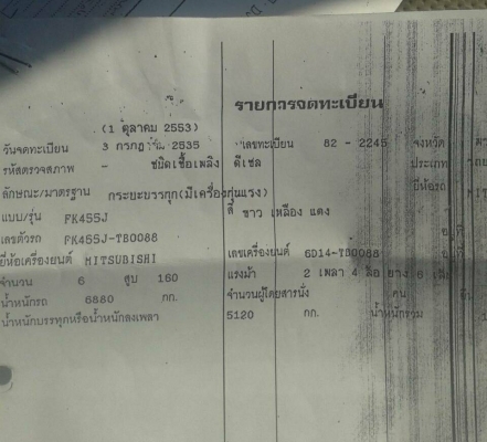 รถเครน6ล้อ เครน3ตัน  เครื่อง6D14  รถยาว5.50เมตร ยี่ห้อมิตซูบิชิ