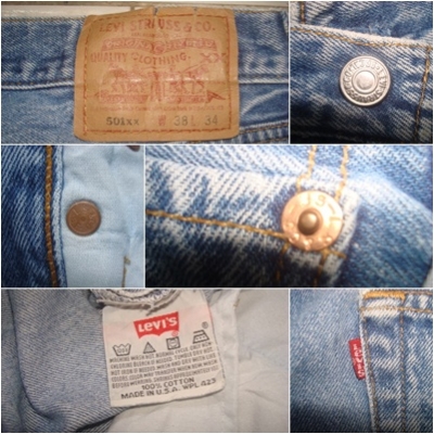 รหัส0767 ยีนส์Levi's 501 ผ้าทราย ของแท้ มือสอง เอว 37 ยาว 29 made in usa