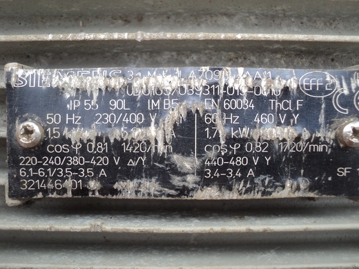 มอเตอร์ siemens 1.5kw 2hp