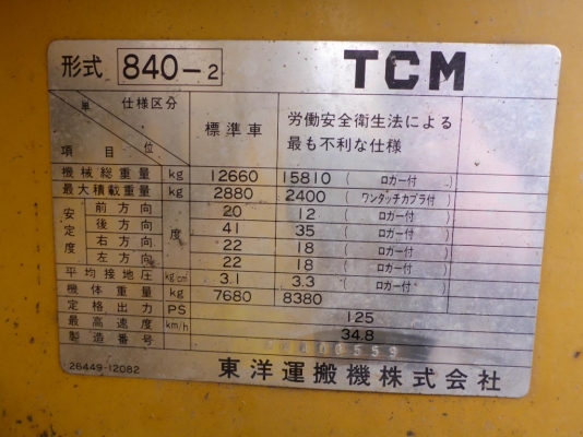 ขายรถตัก TCM 840-2 ขายรถตัก TCM 840-2