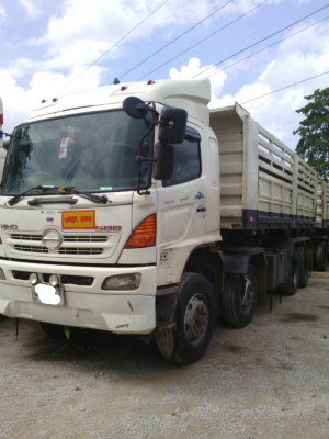 ขายรถบรรทุก 24 ล้อพ่วงแม่ลูกดัมพ์ HINO MEGA 380 แรงม้าปี 2553 แม่ 12 ล้อลูกพ่วงสามมิตร 3 เพลา ราคา 2800000