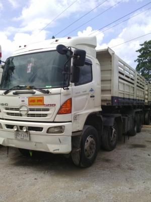 ขายรถบรรทุก 24 ล้อพ่วงแม่ลูกดัมพ์ HINO MEGA 380 แรงม้าปี 2553 แม่ 12 ล้อลูกพ่วงสามมิตร 3 เพลา ราคา 2800000