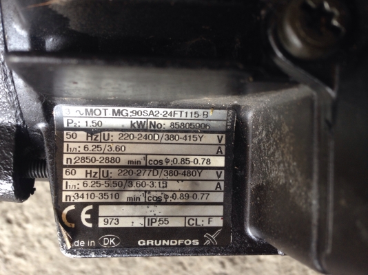 ขายปั้มน้ำแบบตั้งแรงดันสูง Grundfos 2HP. 380V CR-2 สภาพสวย วิ่งนิ่ม พร้อมใช้งาน