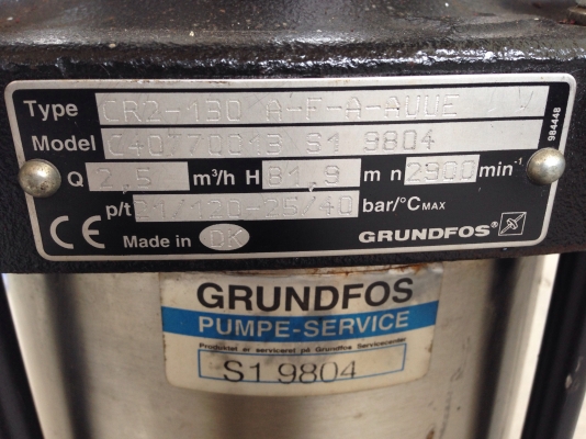 ขายปั้มน้ำแบบตั้งแรงดันสูง Grundfos 2HP. 380V CR-2 สภาพสวย วิ่งนิ่ม พร้อมใช้งาน