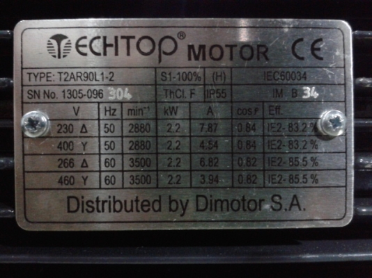 ขายมอเตอร์ใหม่ ECHTOP 2.2 kw 3เฟส 2880 rpm ถูกๆ