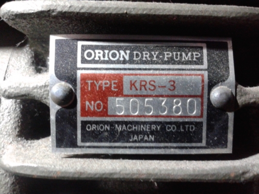ขาย Dry pump/ Vacuum pump ยี่ห้อ ORION KRS-3 พร้อมมอเตอร์ ถูกๆ
