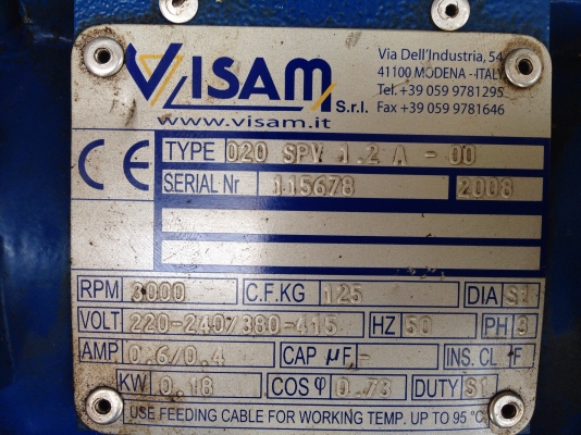 ขายมอเตอร์สั่น-เขย่า Visam made in Italy 1/4HP. 380V สภาพสวย สั่นแรง วิ่งนิ่ม พร้อมใช้งาน มี 2 ตัวครับ