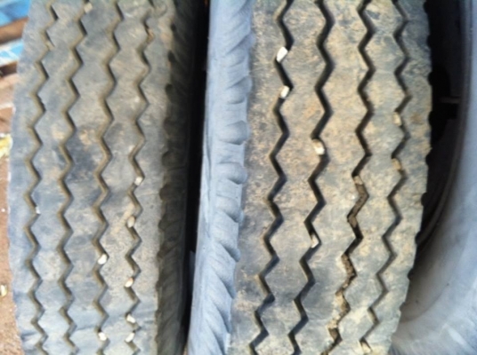 ขายยาง\%\%\%ไฟร์สโตน 9.00-20ดอกประมาณ80-90\% พร้อมกระทะ