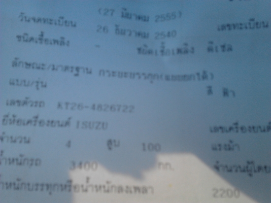 ต้องการขายรถดั้ม ISUZU KT เครื่องยนต์ 4BD1  100 แรงม้า