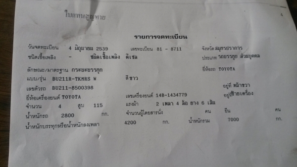 ขายโตโยต้าBU211ปี39 115แรง 14B เครื่องดีแซสซีสวยทั้งเส้นยางสวย 6น็อต ตัวใหญ่ แอร์เย็นเจี๊ยบพวงมาลัยเพาเวอร์ ทะเบียนไม่ขาดเอกสารพร้อมโอน ขาย 235000 บาท