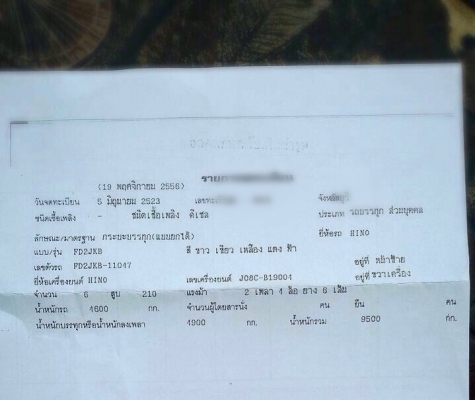 ขายรถบรรทุกหกล้อดัมพ์ Hino FD2JKB เครื่อง JO8C-210 แรง ปี 23