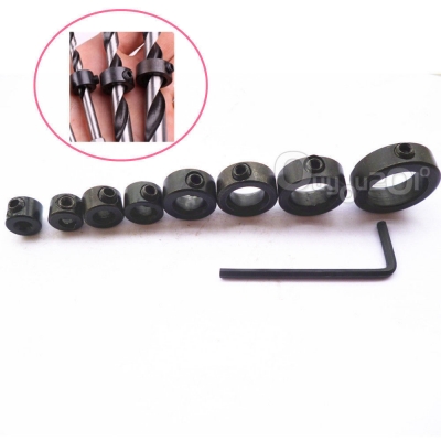 แหวนวัดระยะความลึกการเจาะ 8 ขนาด สำหรับกำหนดระยะความลึกในการเจาะชิ้นงานไม่ให้ทะลุ