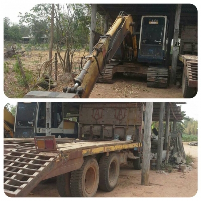 ขายคู่ทำงานKOMATSU PC120-5 พร้อมเทรลเลอร์หน้ายาว 175เอกสารเล่มทะเบียนพร้อมแชชซีสวย  แบ็คโคบูมสวย พร้อมทำงาน