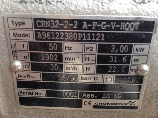 ขายปั้มน้ำแบบตั้งแรงดันสูง Groundfos 4HP. 380V ขนาดเข้า-ออก 3 นิ้ว ของใหม่ไม่เคยใช้งานครับ