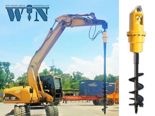 มอเตอร์สว่านเจาะดิน "WIN" ติดแบคโฮได้ทุกรุ่น