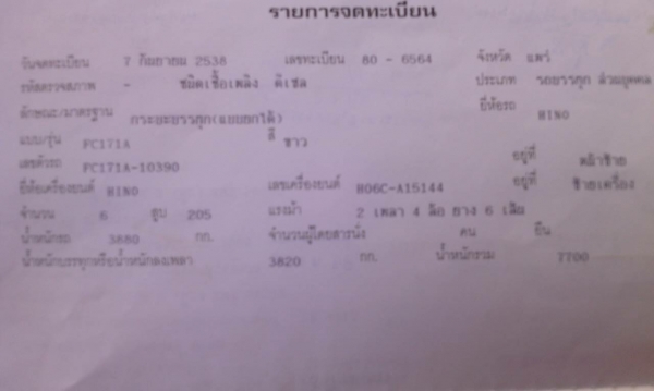 หกล้อดั้ม HiNo FC171-EH700-168แรงปี38ประกอบ สภาพดีสวยพร้อมลุย เอกสาร ทะเบียนพร้อมโอน ราคา480,000บ ราคาคุยกันได้ครับ