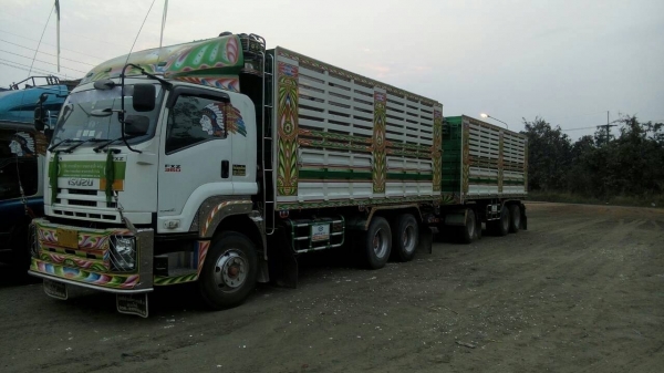 ขายดาวน์รถพ่วง 22 ล้อ 2 เพลา กระบะเหล็กคอกเกษตรดั้ม ISUZU 360  ปี.56 รถสวยวิ้งน้อย ยาง.90\% แม่.ลูก ราคา.1200000 ต่อรอง