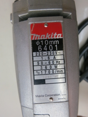 สว่านเหล็ก Makita แท้ 3 หุน รุ่น 6401 > 360 W ของใหม่ + จำปา + มือจับ ยกกล่อง