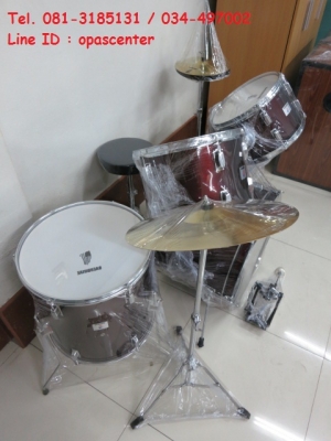 โปรโมชั่น-กลองชุด ตัวใหญ่ Overdrive สีเลือดหมู ขอบเคลือบโครเมี่ยม ของใหม่ ครบชุด พร้อมเก้าอี้นั่ง ไม้ เล่นได้เลย