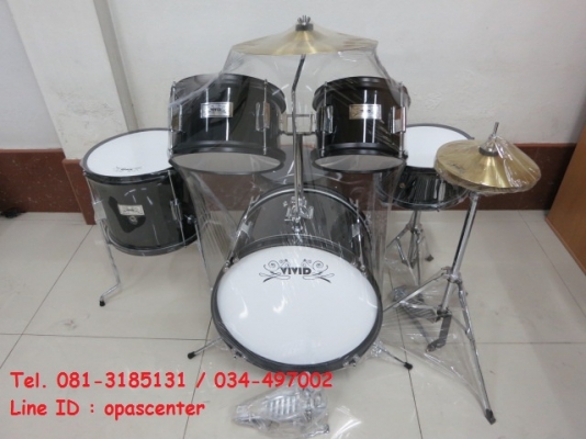 โปรโมชั่น-กลองชุดเด็ก ตัวเล็ก ViVid สีดำ ของใหม่ ครบชุด พร้อมเก้าอี้นั่ง ไม้ เล่นได้เลย