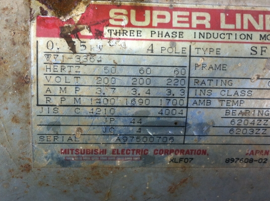 มอเตอร์มิตซูบิชิ 1 แรงม้า 220/380 V.พร้อมใช้ หมุนซ้าย-ขวาได้จากญี่ปุ่นมีหลายลูก