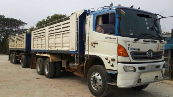 ขายรถพ่วงสิบล้อดัมพ์ Hino เครื่อง 344 แรง ปี 53 กระบะแม่ดัมพ์สหกิจ ลูกดัมพ์พนัส 3 เพลา ยาว 7 เมตร ยางเรเดียน